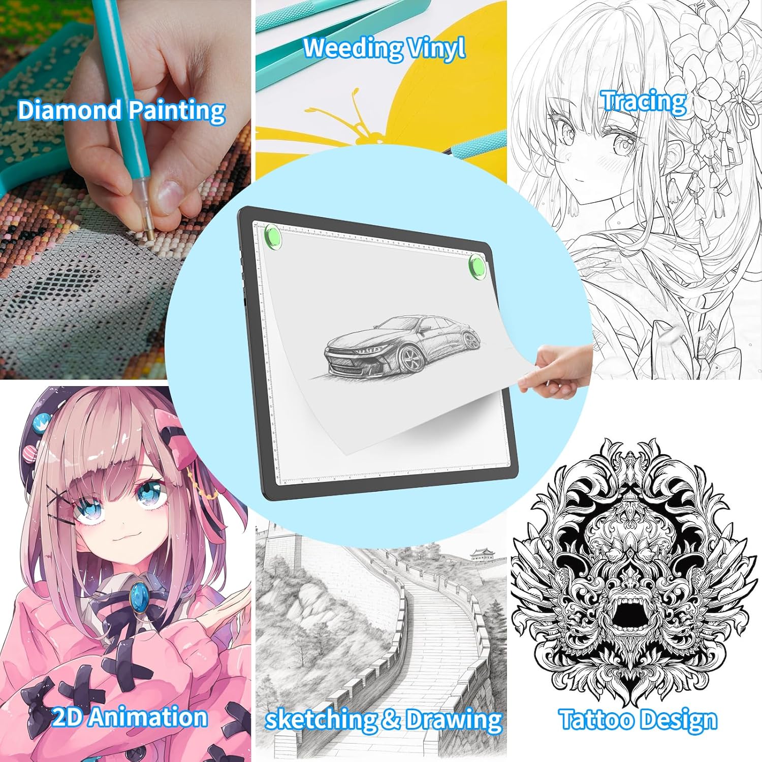 Thumbnail 6 de Phylosal Magnetic A3 Light Pad (Super Bright Light Box) for Tracing & Diamond Art, USB Powered, USB Type C