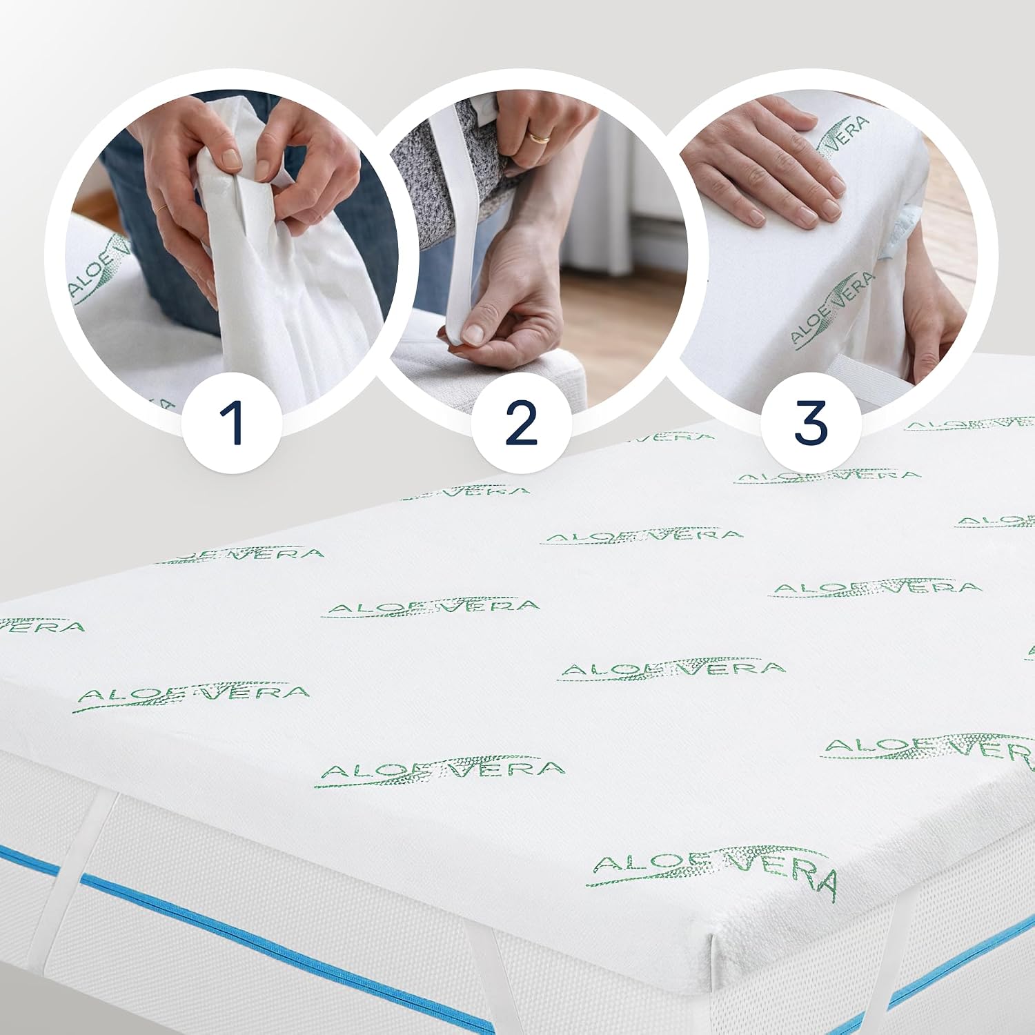Detalle de Dailydream Topper matrimoniale piccolo 140x200 cm memory foam – Edition Aloe Vera (Model L)