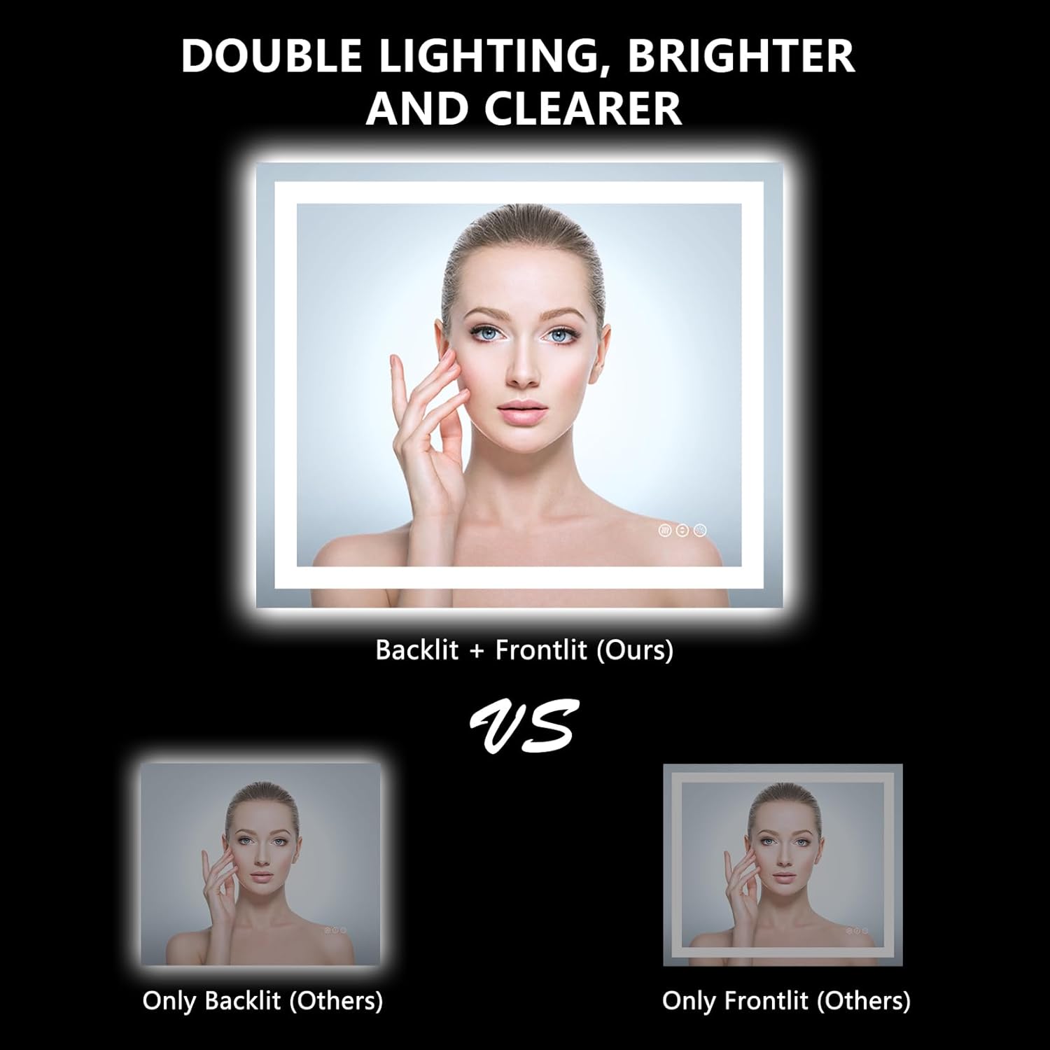 Thumbnail 2 de YEELAIT 36x30 Inch LED Bathroom Mirror with Front & Backlit Dimmable Lights (Anti-Fog, IP54, Shatter-Proof)