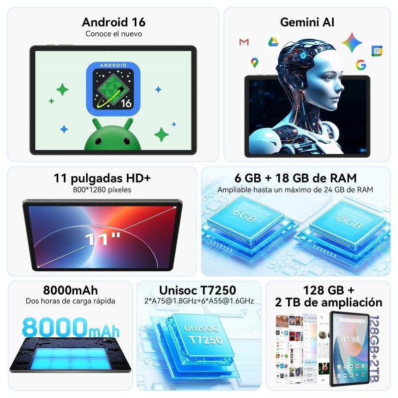 Thumbnail 3 de Tableta ExcitPower T50 WiFi 11» 24GB RAM / 128GB Gris