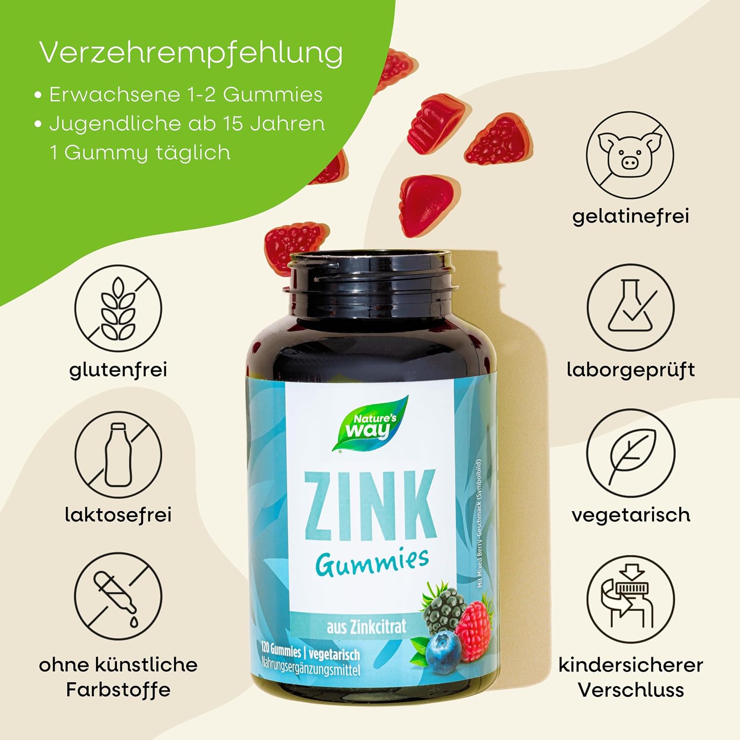 Thumbnail 5 de Zink Gummibärchen 120 Stk für Haut Haare Nägel 🍬
