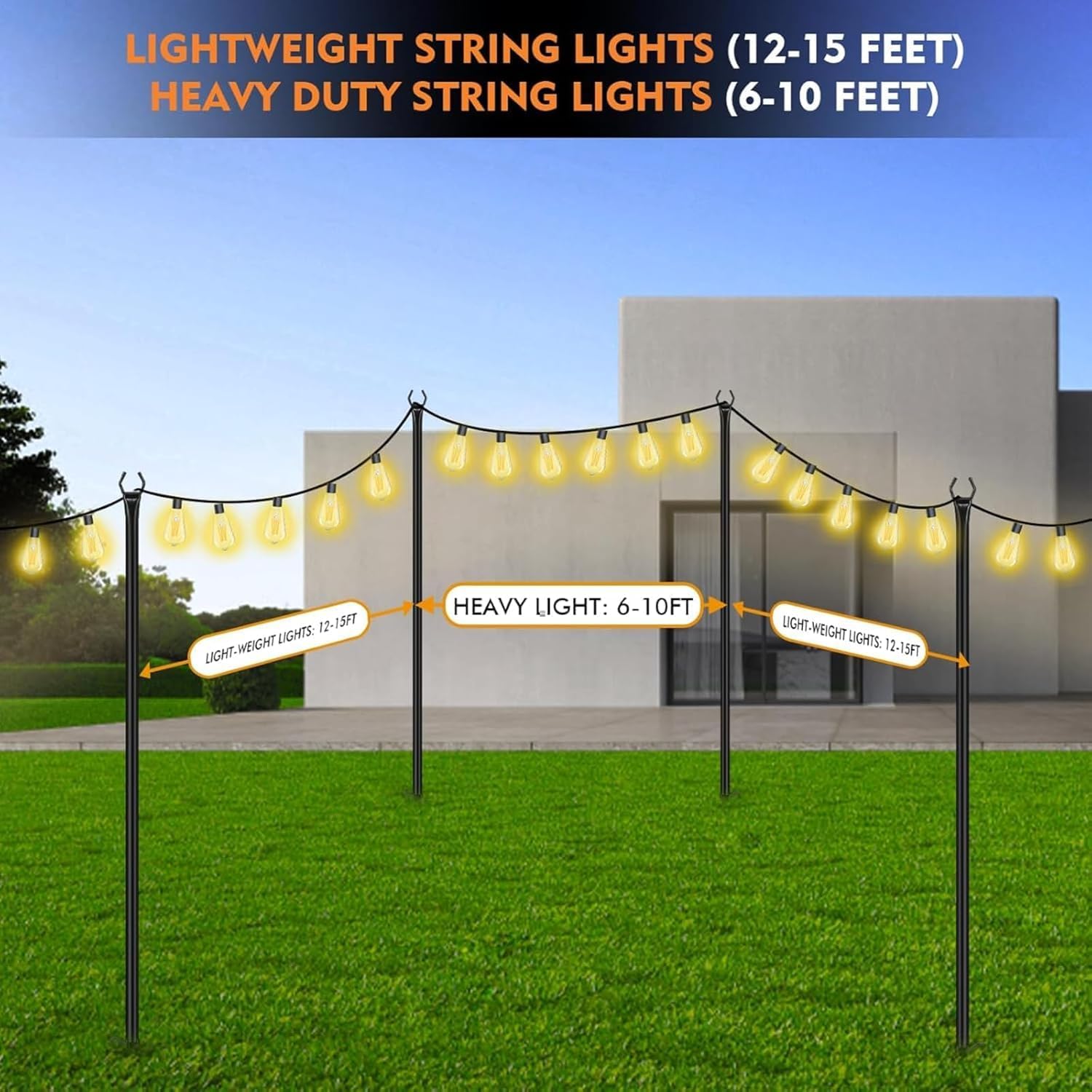 Detalle de HoldOneLight deck string light pole set