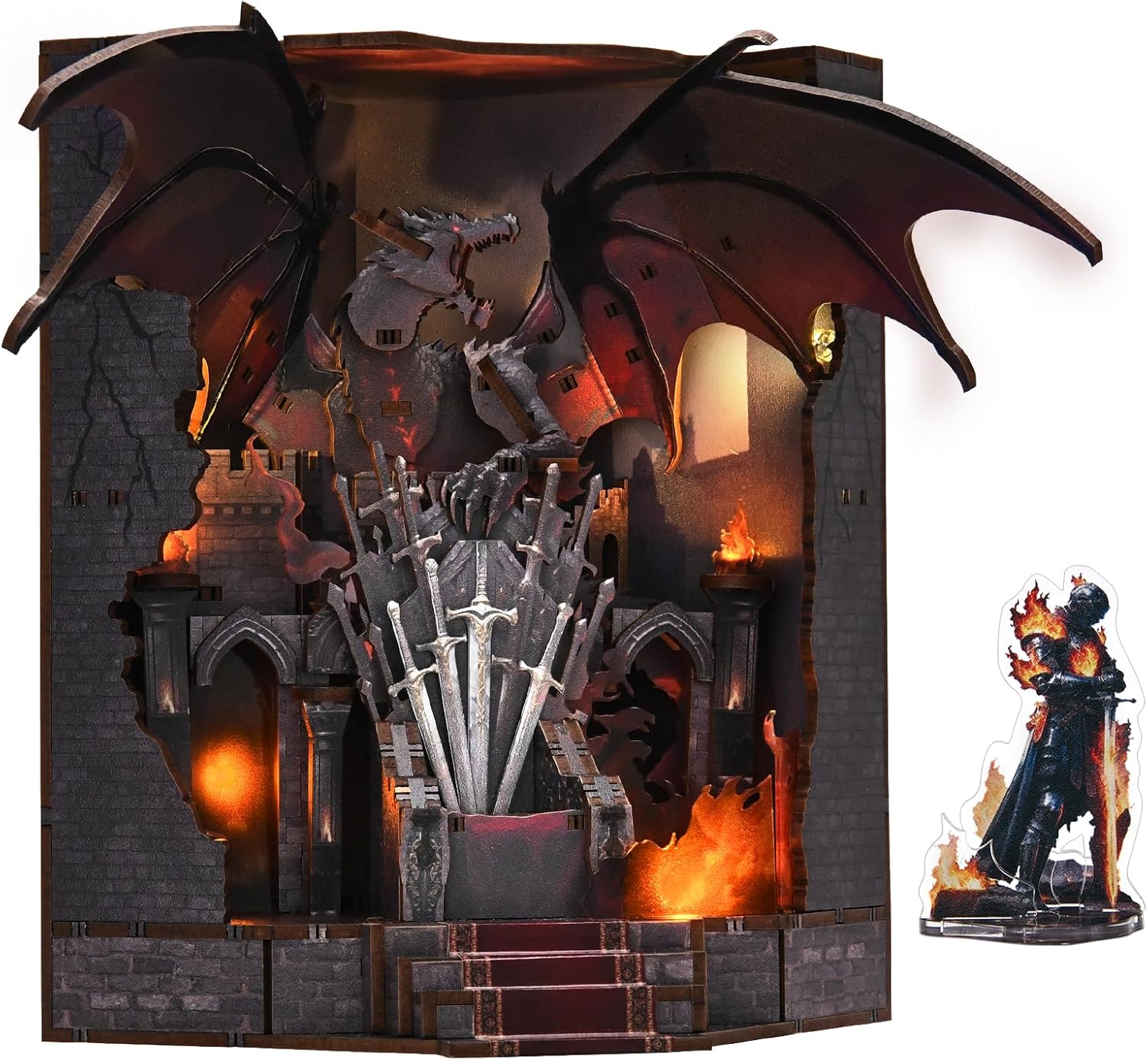MiniCity Book Nook Kit for Adults - DIY Miniature House with LED Light, 3D Wooden Puzzle Bookend Bookshelf Decor, Collectible Gift for Family and Friends (Throne of Blade)
MiniCity Book Nook Kit for Adults - DIY Miniature Ho…