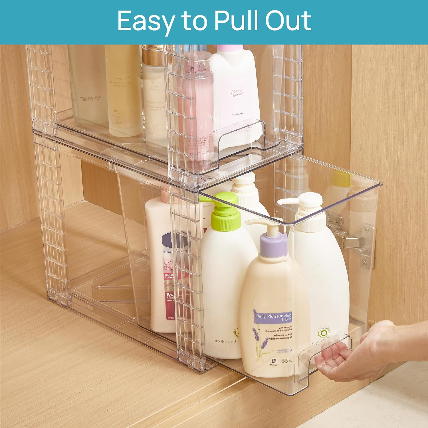 Thumbnail 4 de Vtopmart 4 Pack Clear Stackable Storage Drawers 9.7"