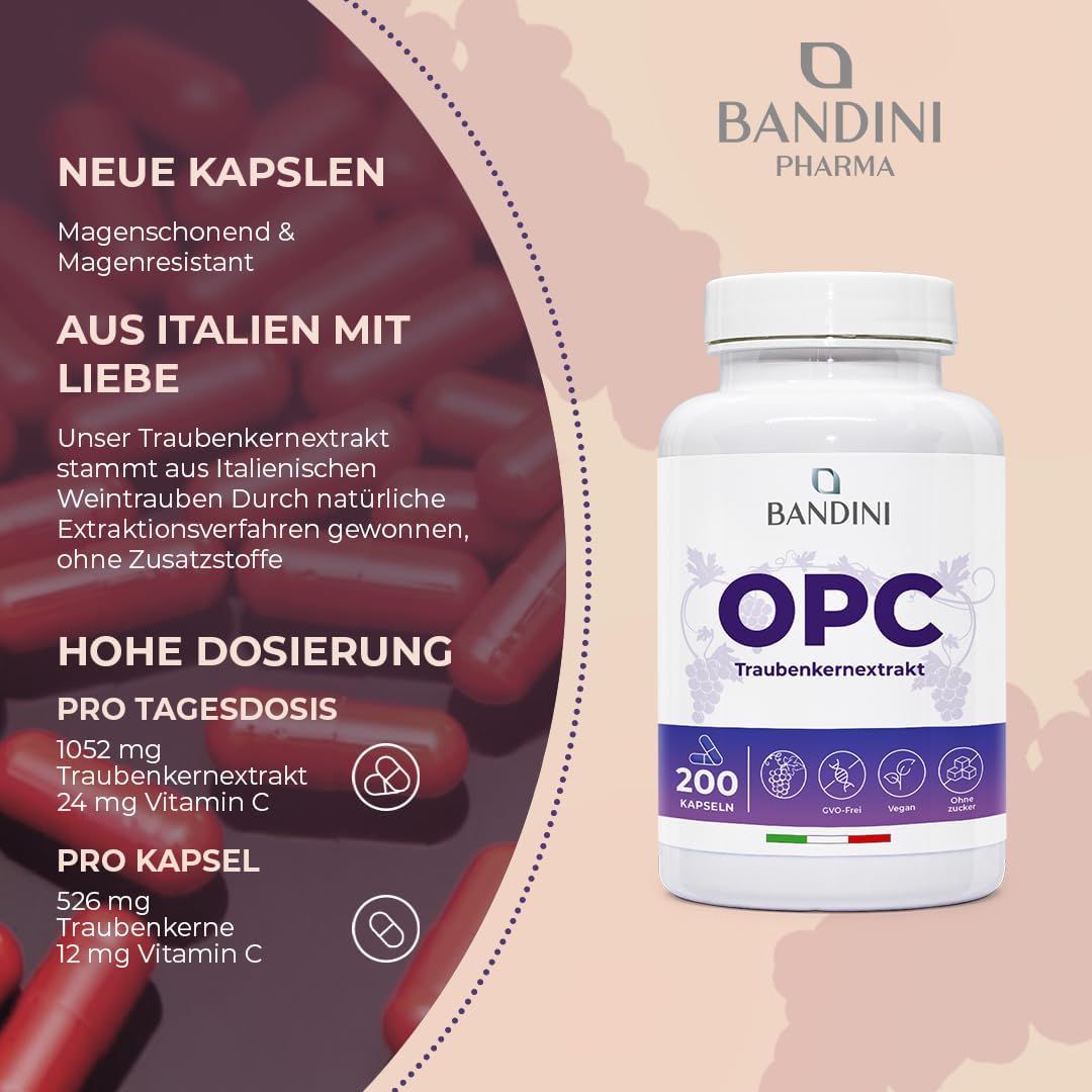 Detalle 2 de Bandini OPC Traubenkernextrakt mit 200 Kapseln