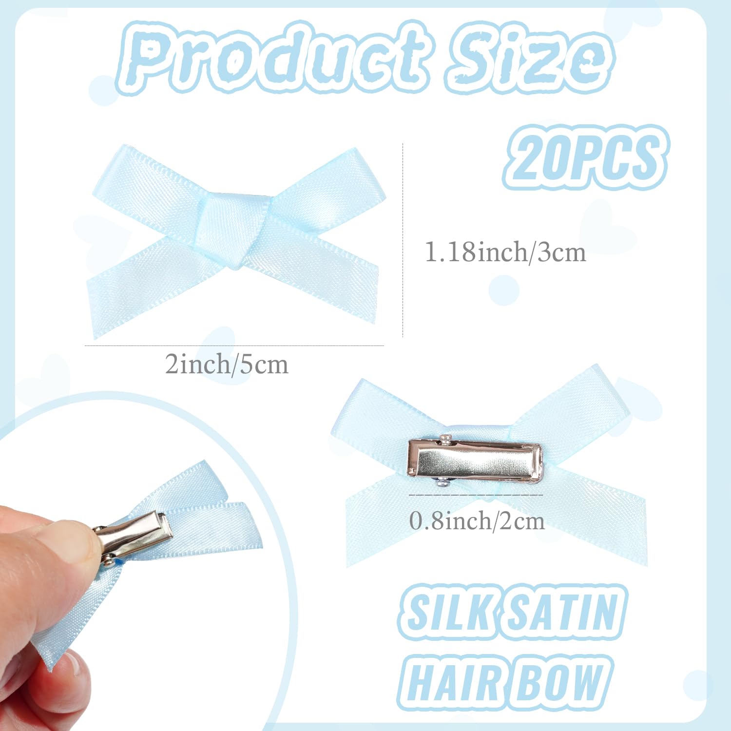 Detalle 2 de CÉLLOT Baby Blue Bow Hair Clips, 20-Piece Set