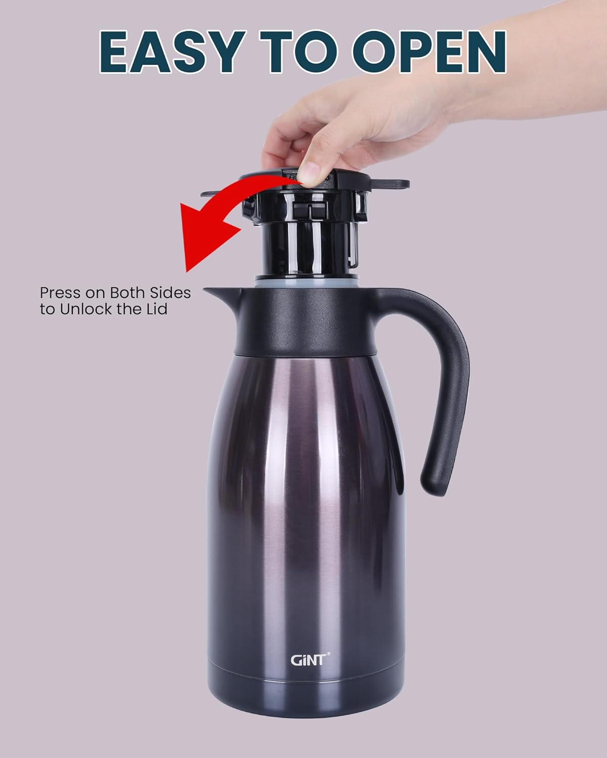 Thumbnail 5 de GiNT 1.9L (64oz) Thermal Coffee Carafe in Purple — Double-Walled Vacuum Insulated Stainless Steel