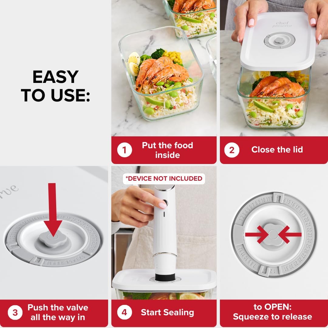 Thumbnail 4 de Chef Preserve Glass Vacuum Seal Containers 3pcs