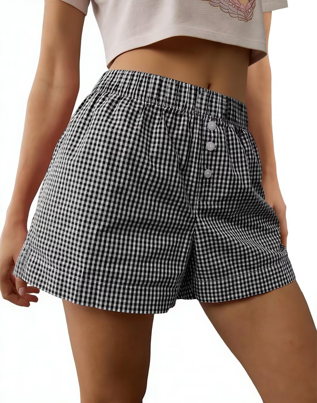 Detalle de LACOZY Womens Boxer Shorts: Casual Summer Cotton Pajama Lounge Bottoms in Gingham