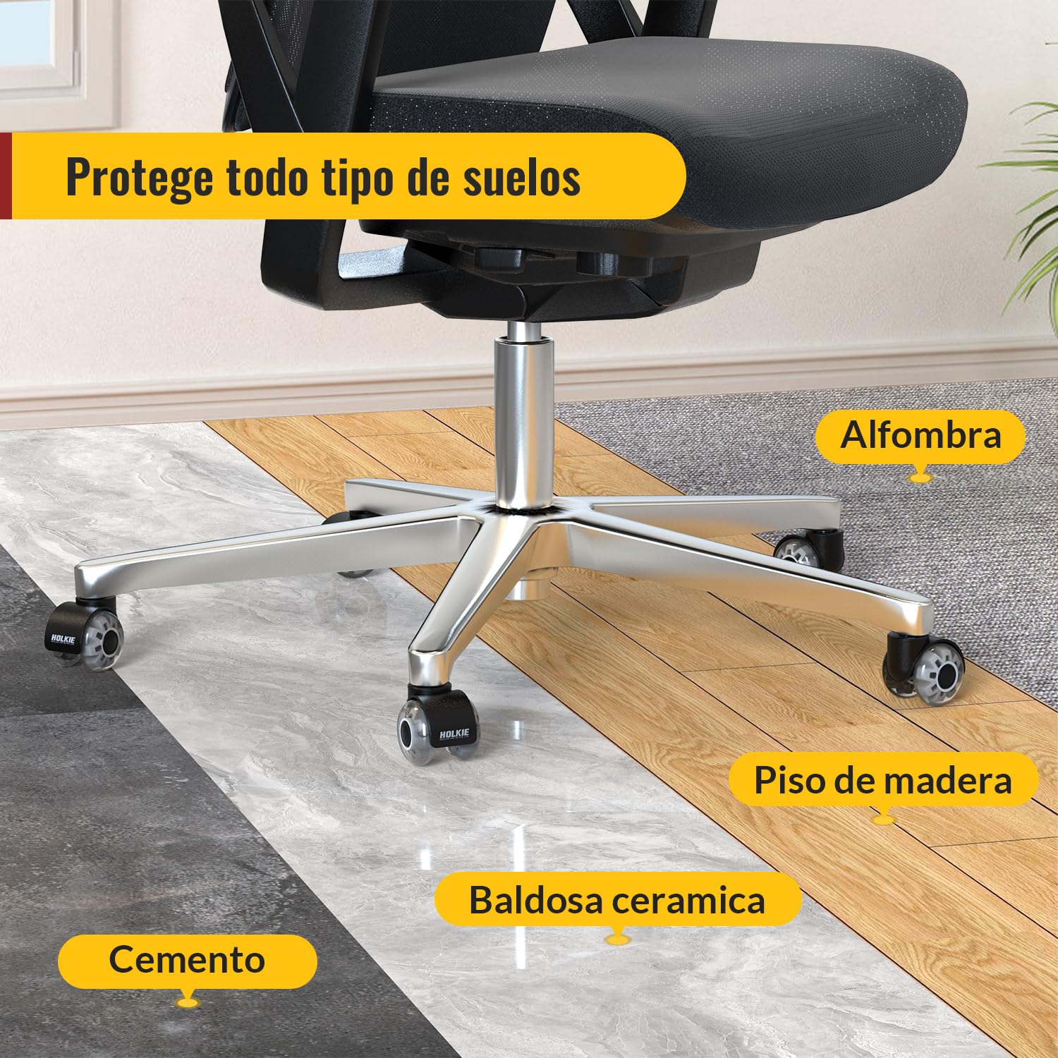 Thumbnail 4 de HOLKIE ruedas silla oficina 11x22 mm gris