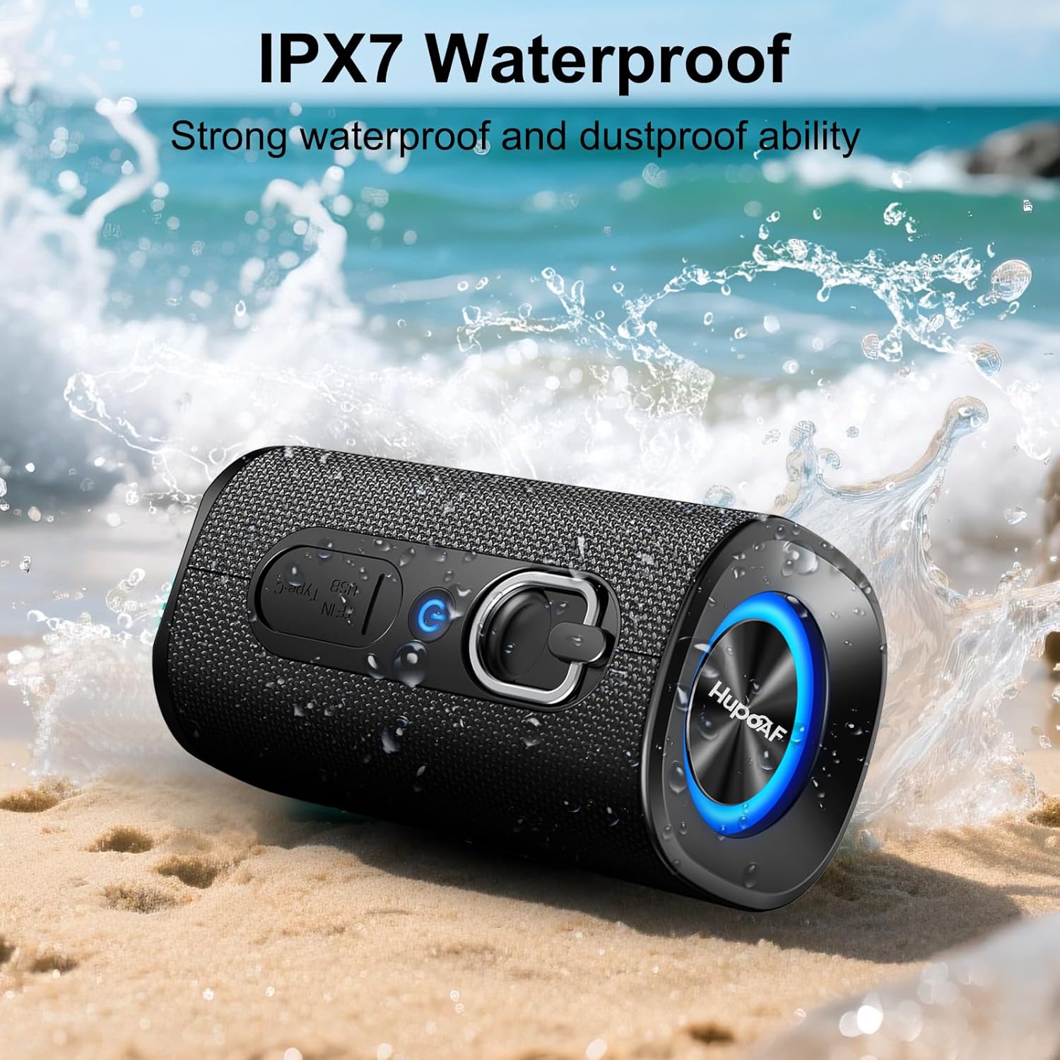 Thumbnail 4 de Hupoaf Bluetooth 5.4 Portable Speaker with Stereo Sound, Extra Bass, IPX7 and 15H Playtime