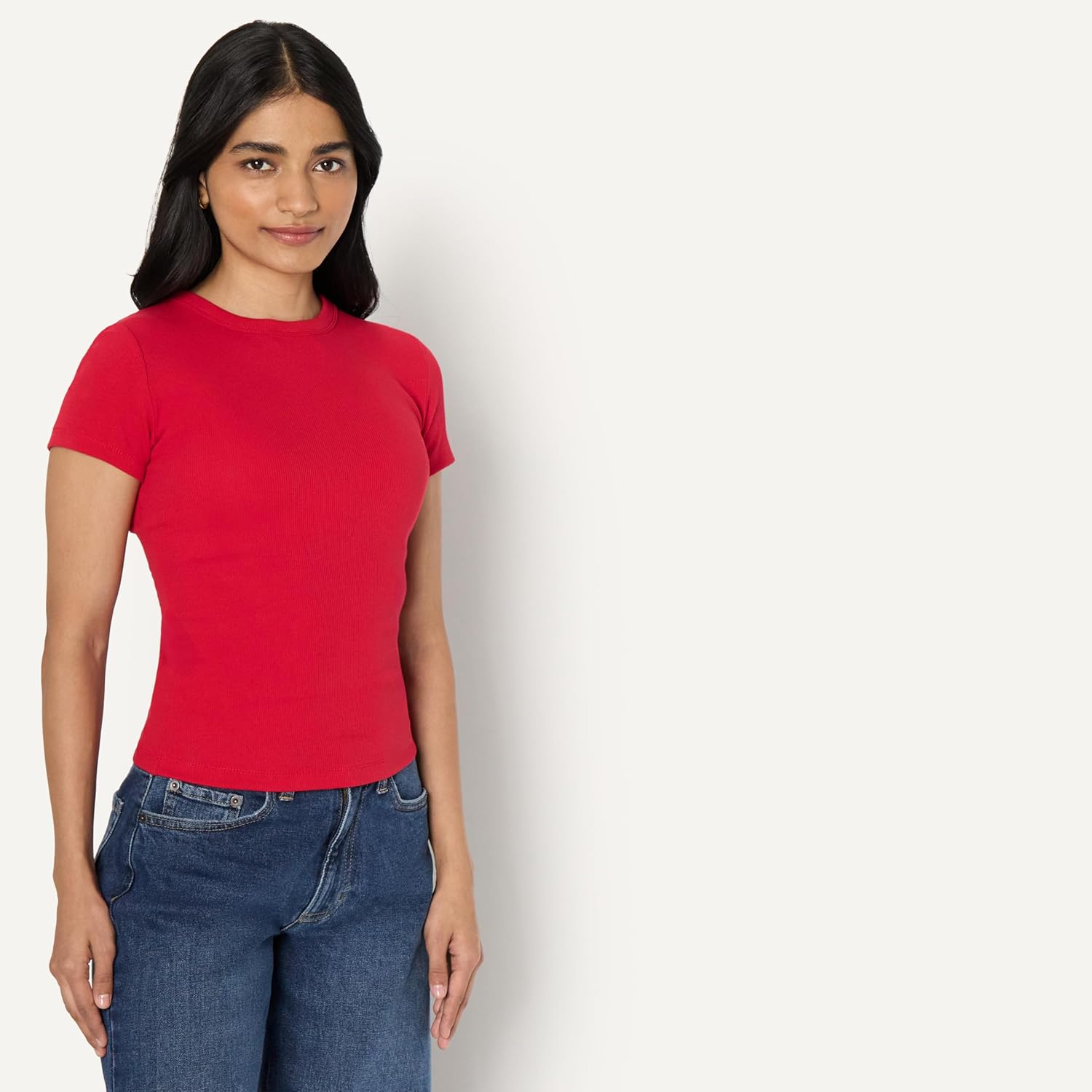 Thumbnail 1 de Amazon Essentials Damen Slim-Fit-T-Shirt mit kurzen Ärmeln – schlankes Basic-T-Shirt in Rippstrick-Optik