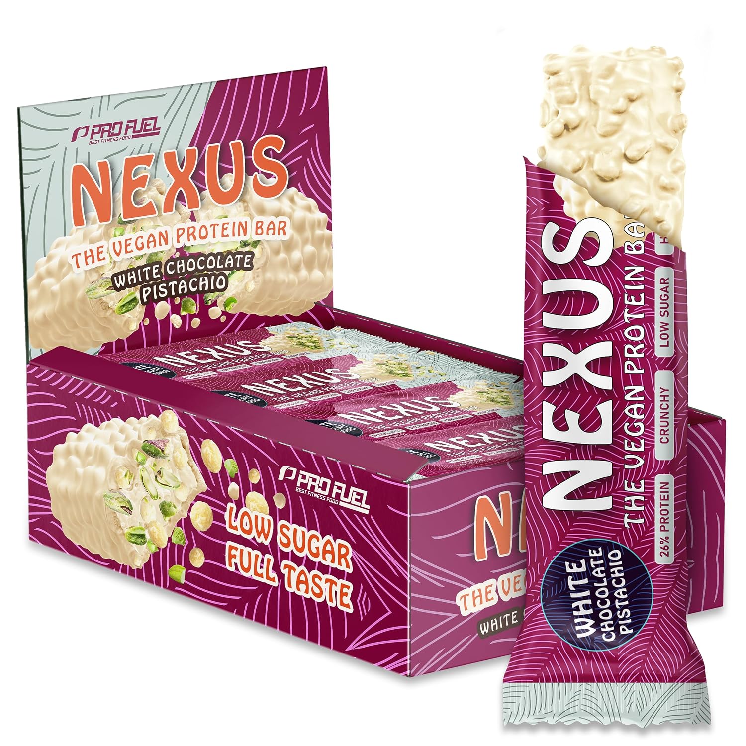 Detalle de NEXUS Protein Riegel Vegan White Chocolate Pistacho