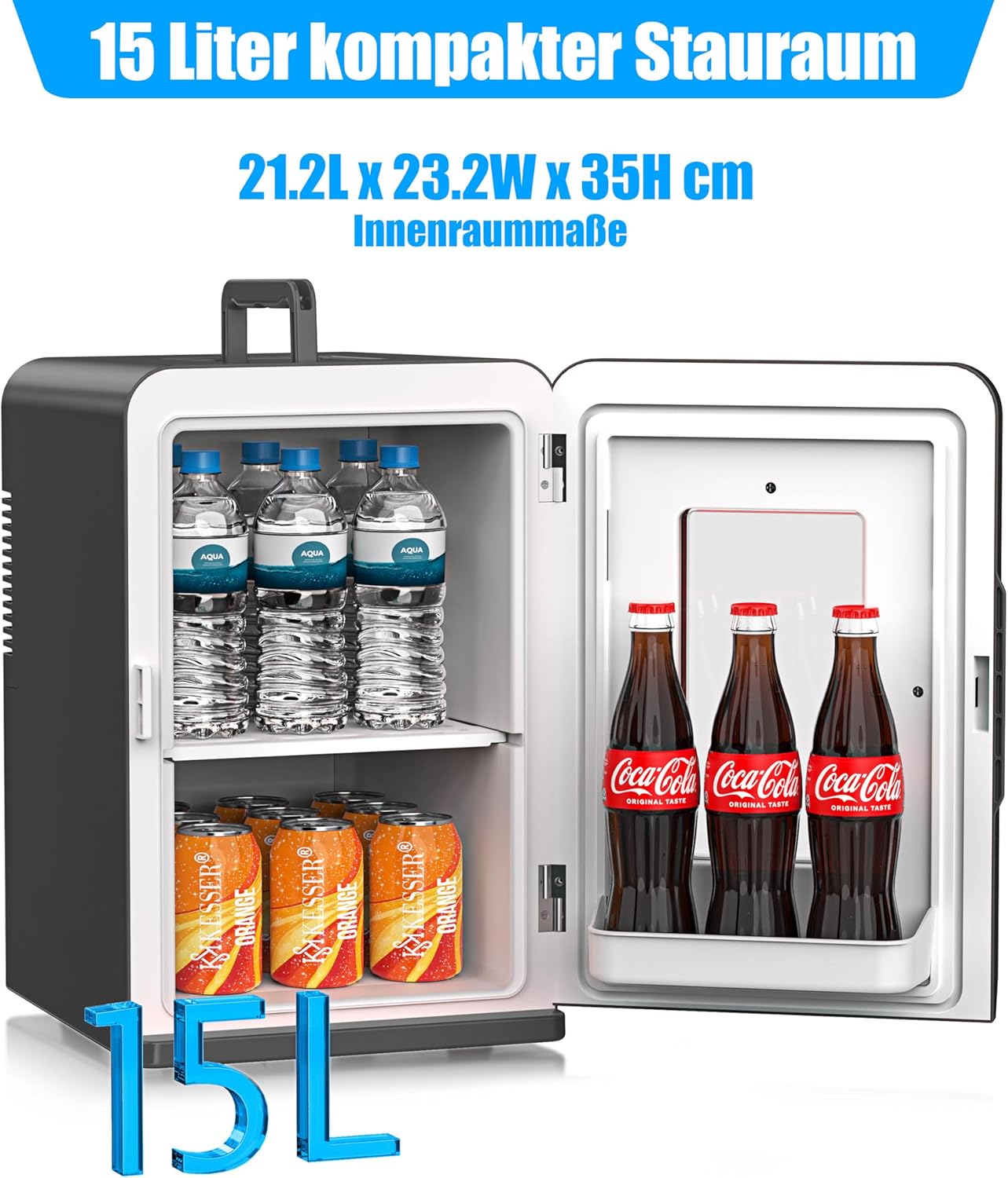 Thumbnail 6 de KESSER 2in1 Mini Kühlschrank Kühlbox (15 Liter) mit Kühl- und Heizfunktion – AC/DC für Auto, Büro, Camping