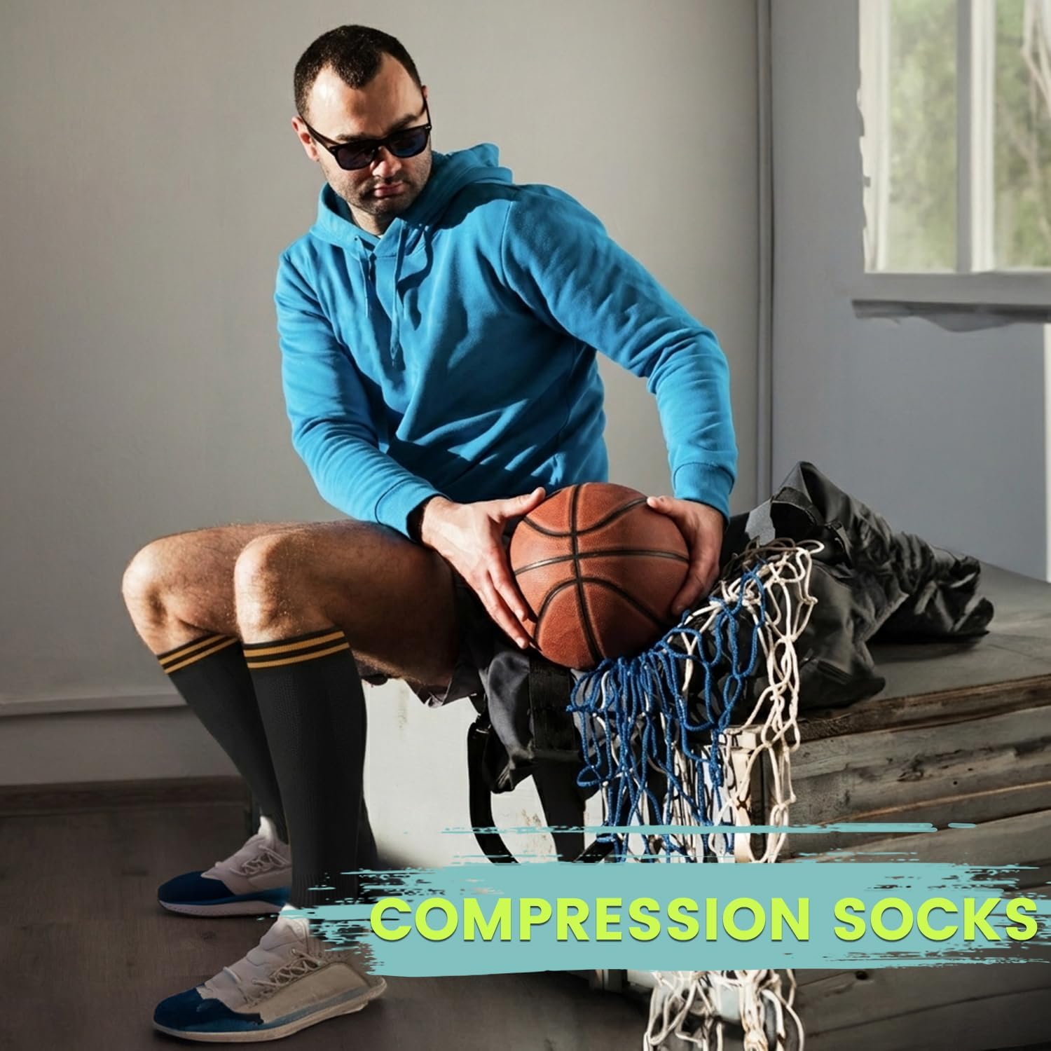 Detalle de Iseasoo Copper Compression Socks, 15–20 mmHg, Knee-High, 8 Pairs