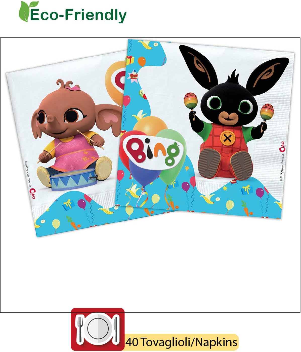 Detalle de Ciao Y5017 – papierowy zestaw imprezowy Bing dla 24 osób, 112 elementów
