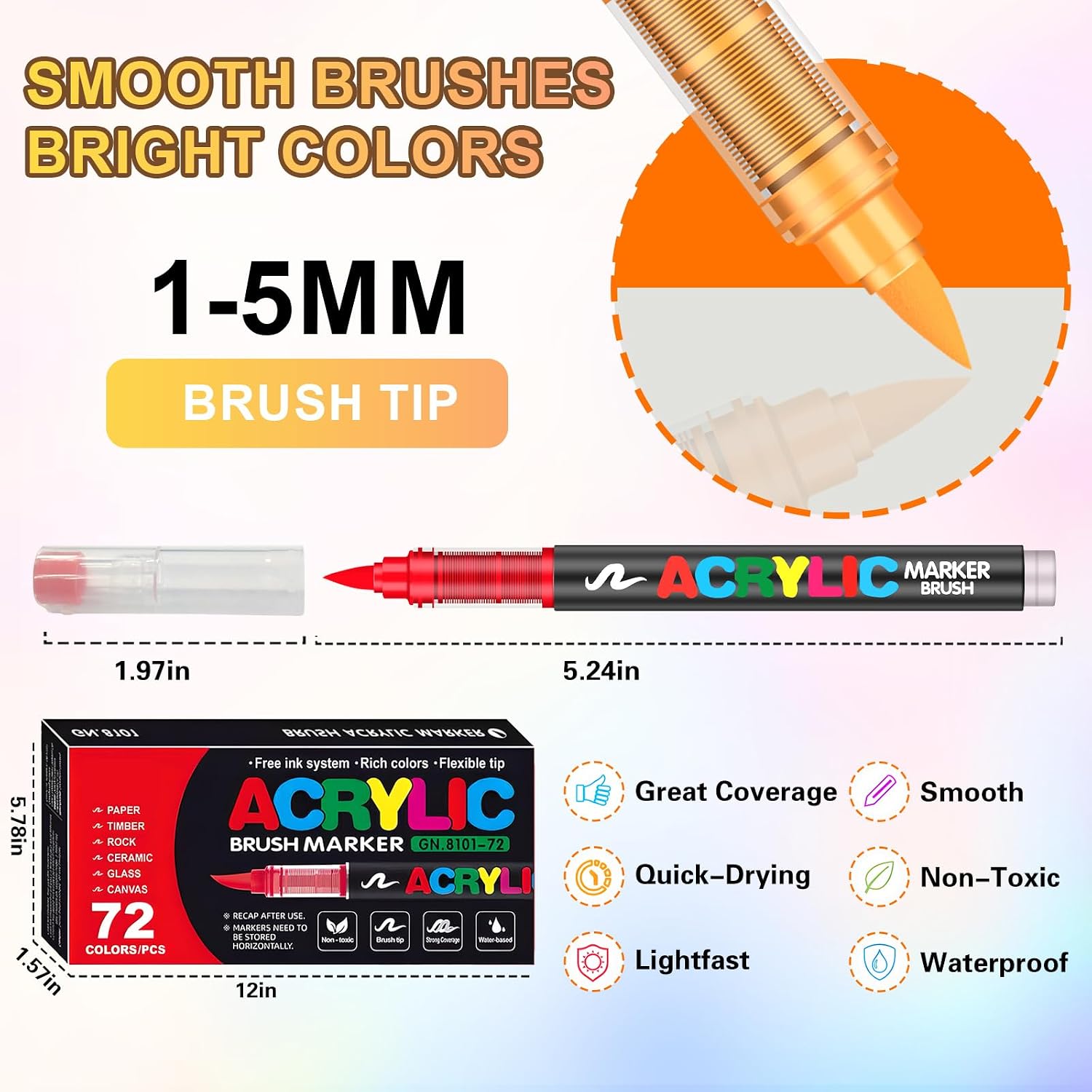 Detalle de Gunsamg 72 acrylic paint markers set