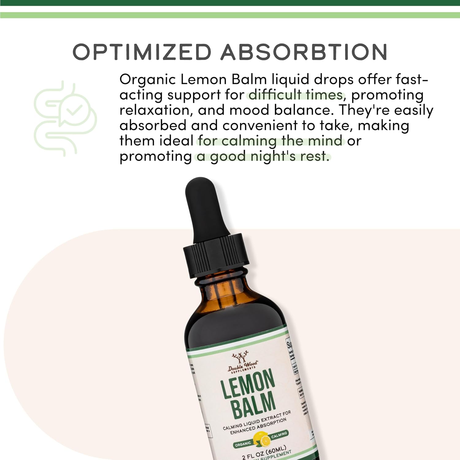Detalle 2 de Double Wood Lemon Balm Liquid Drops, 120 Servings