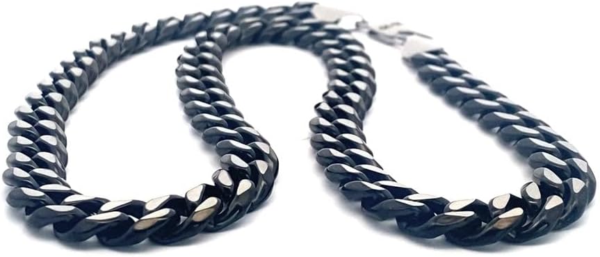 Detalle de 10:10 Collana da Uomo in Acciaio Inox – Catena Cubana Grumetta con Rivestimento PVD