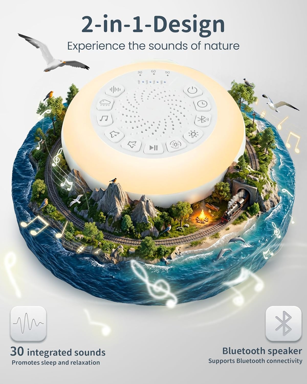 Thumbnail 1 de Nixtrve Macchina del rumore bianco per neonato con luce notturna dimmerabile, 30 suoni e Bluetooth