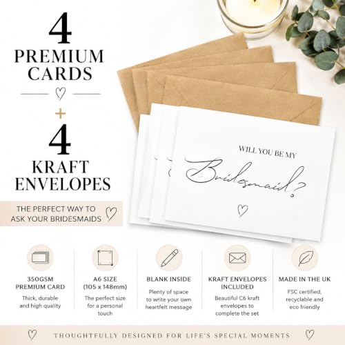 Thumbnail 1 de Will You Be My Bridesmaid Cards – 4 Pack, A6 with Envelopes by Lovely Little Things