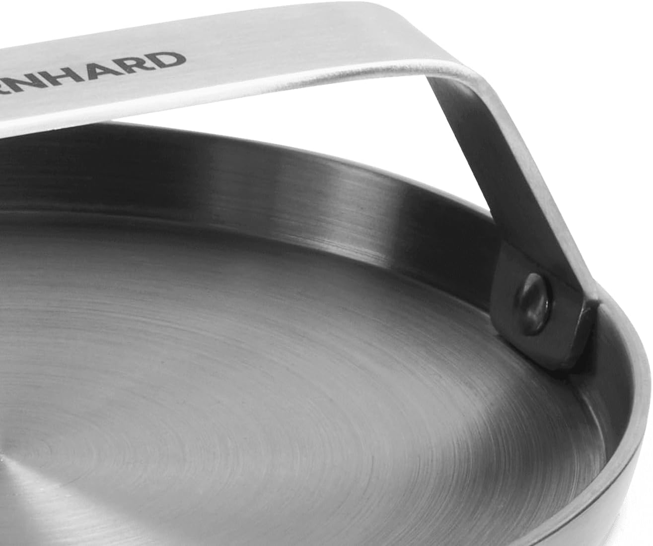 Detalle de BURNHARD Edelstahl Burger Smasher 14 cm – Grillpresse mit extra breitem Griff, spülmaschinenfest