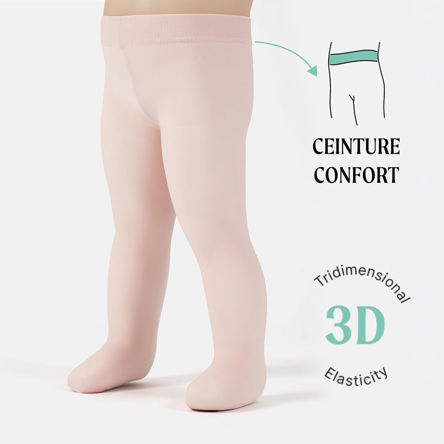 Detalle 2 de CALZITALY Pack 2/4 Paires Collants Bébé en Microfibre 40 DEN – Made in Italy