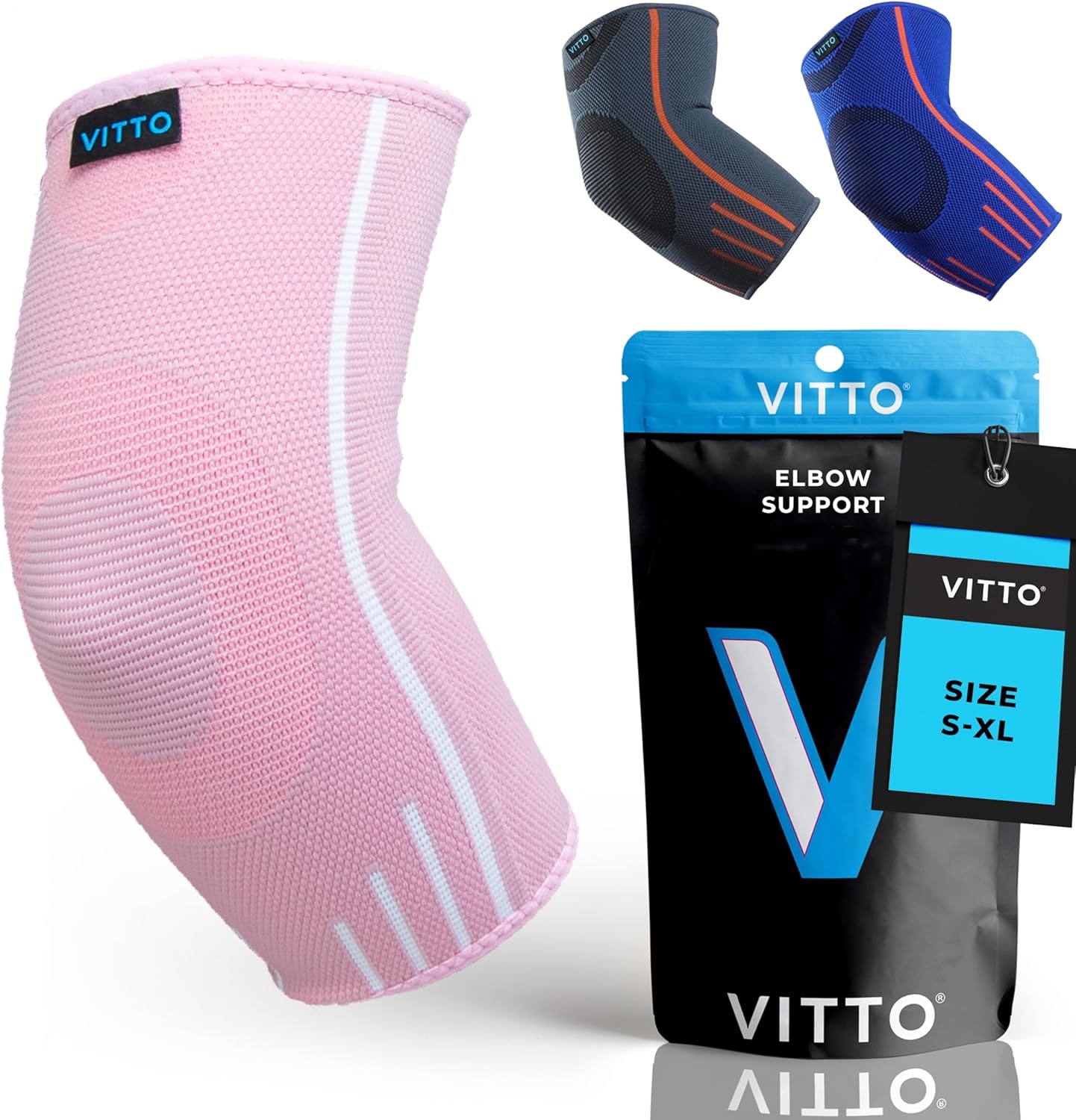 Thumbnail 5 de VITTO Elbow Support – Adjustable Tennis Elbow Strap for Pain Relief (Light Pink, One Size)