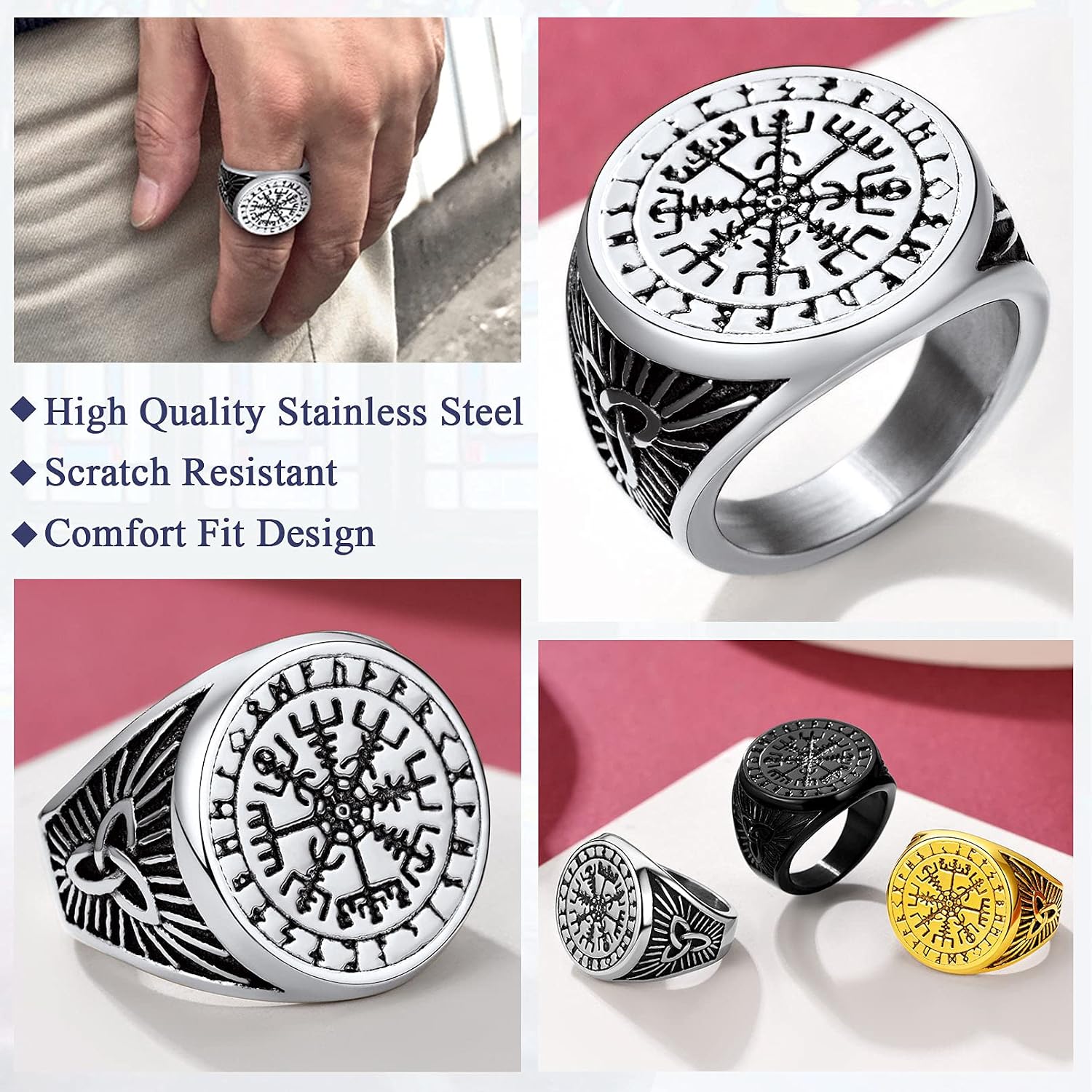 Thumbnail 1 de FaithHeart Anello Vichingo Vegvisir 52–67 mm