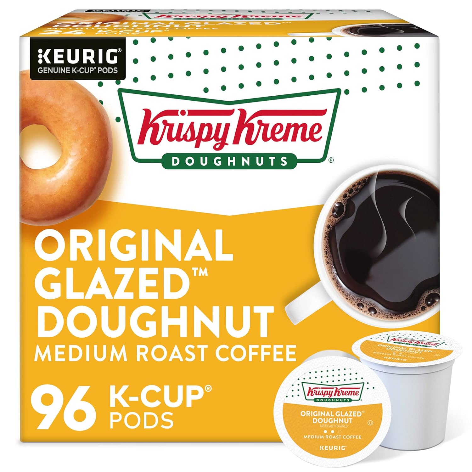 Detalle de Krispy Kreme 5000199538-96 Original Glazed Doughnut Medium Roast K-Cup Pods, 96 Count