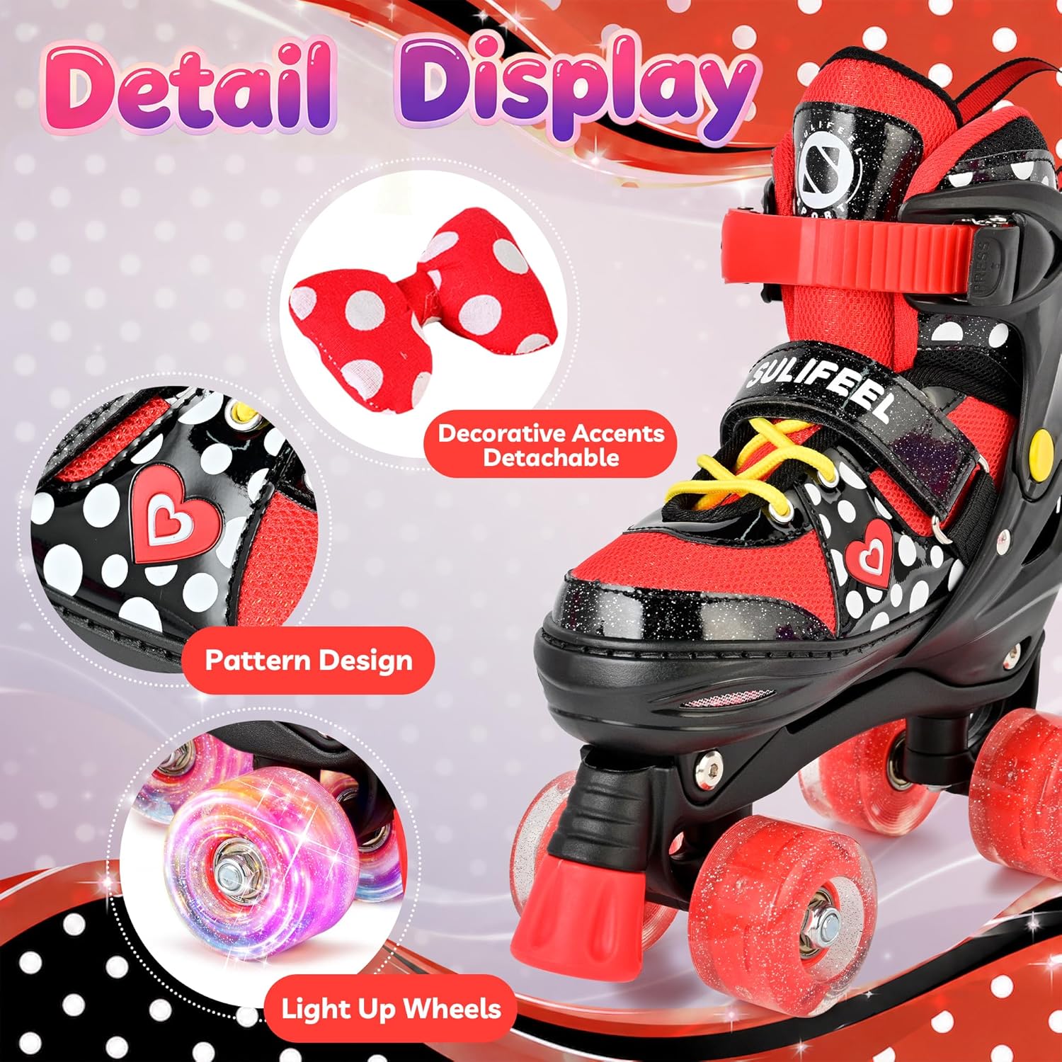Thumbnail 1 de SULIFEEL Roller Skates for Girls (Ages 3–12) – Adjustable Quad Skates with Light-Up Wheels
