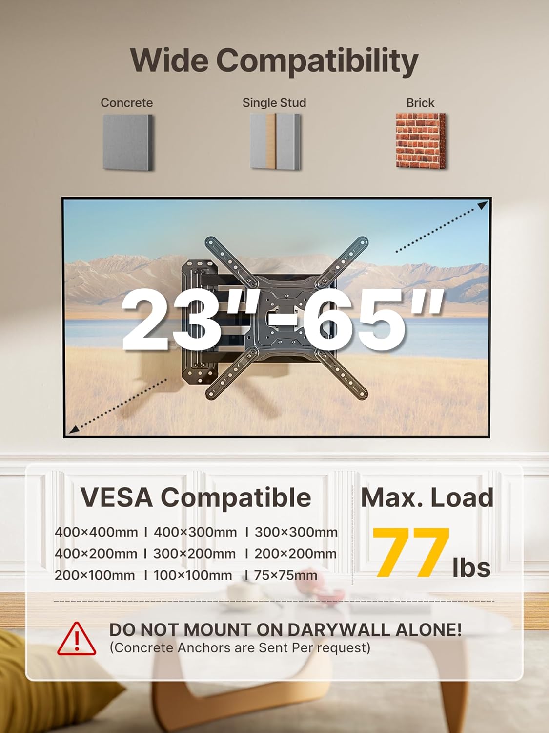 Thumbnail 1 de monTEK Long Arm TV Wall Mount for 23–65" TVs
