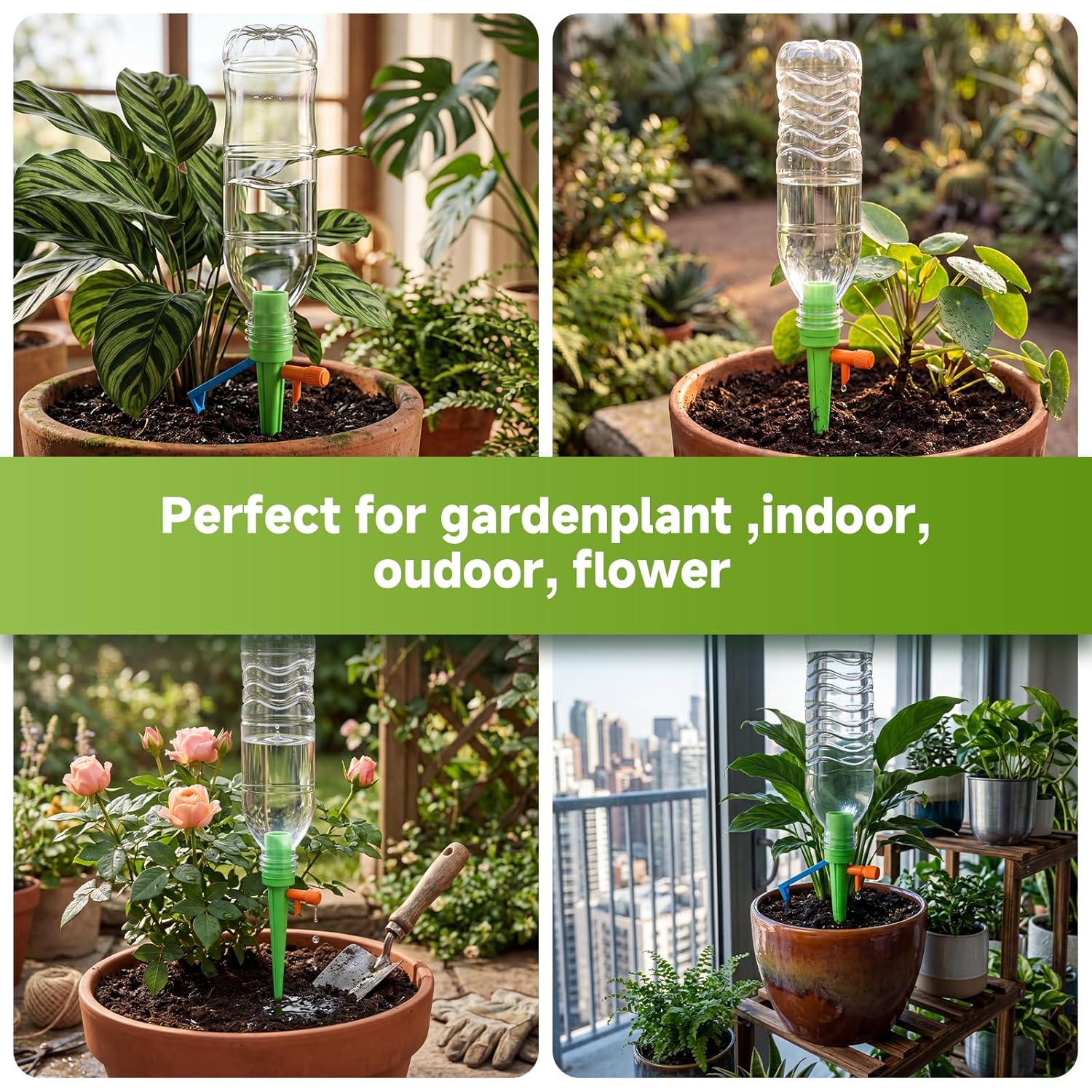 Detalle 2 de Irrigazione automatica: set di 15 sistemi per balcone e piante d'appartamento (arancione e verde)