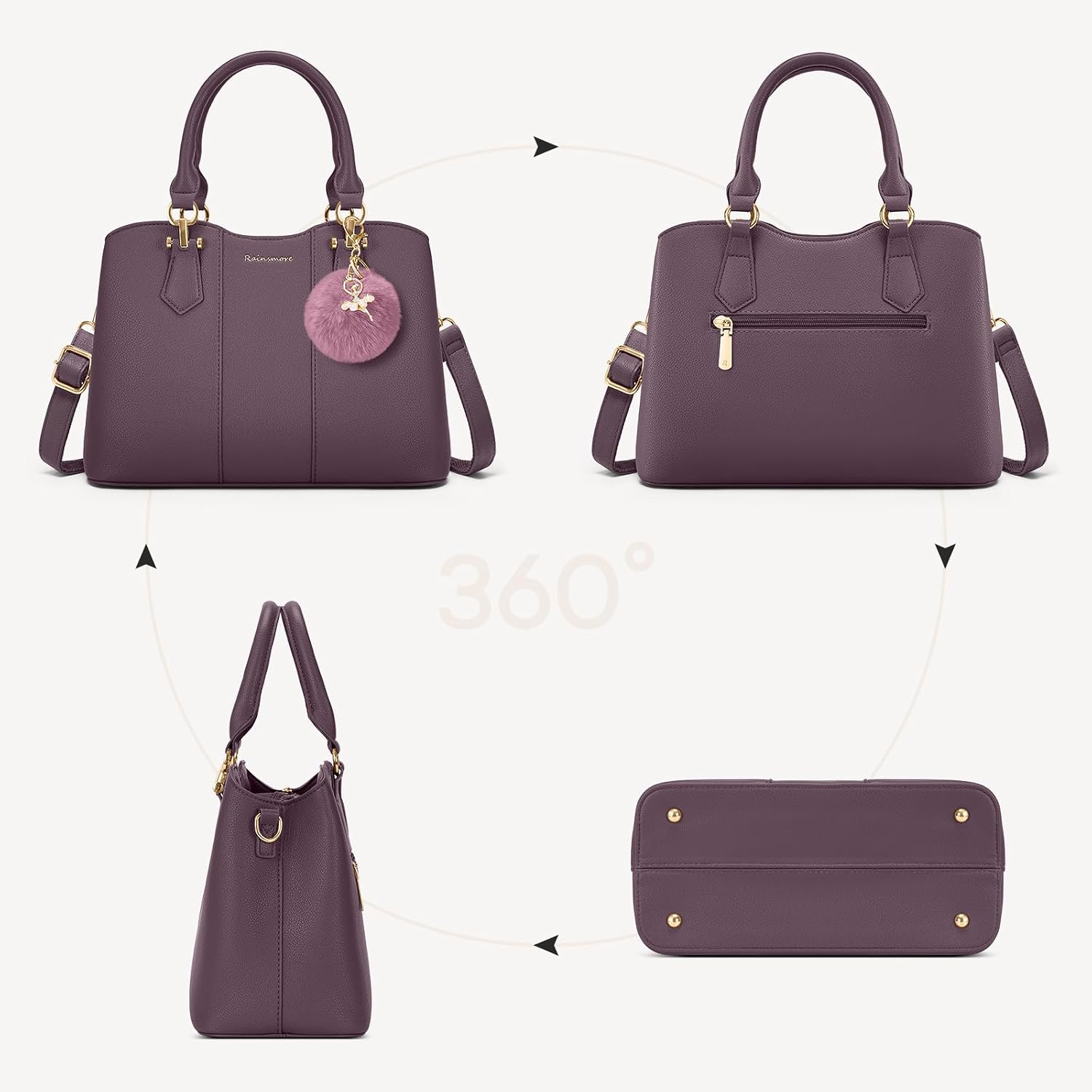 Thumbnail 5 de RAINSMORE Handbags for Women: PU Leather with Detachable Charm, Crossbody & Shoulder Bag