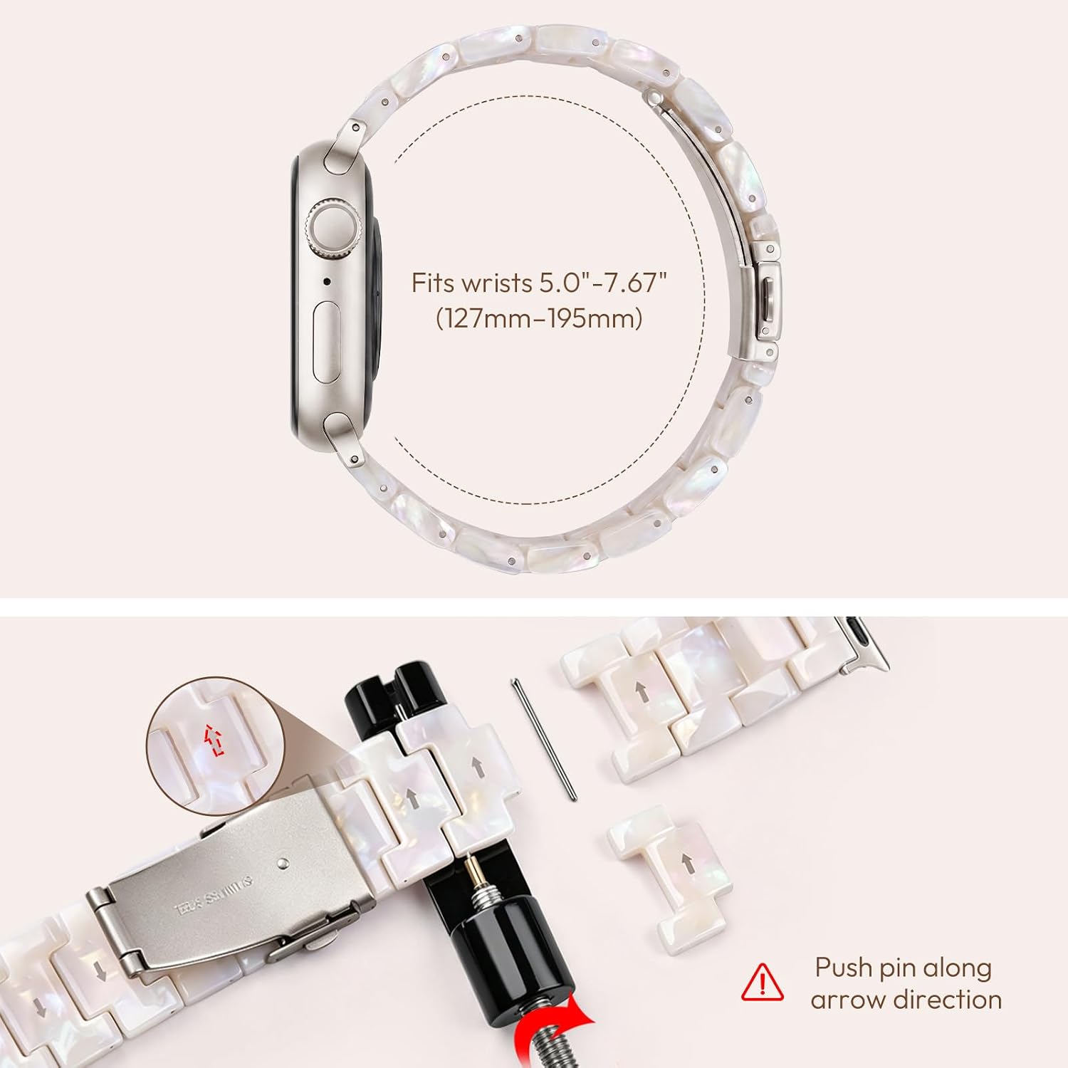 Thumbnail 3 de V-MORO Resin Band for Apple Watch (Starlight Buckle, Aurora White) — 42mm/41mm/40mm/38mm