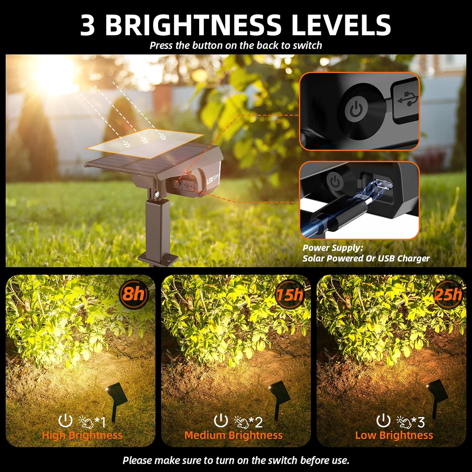 Detalle de LEREKAM Solar Outdoor Spotlights with 40 LEDs