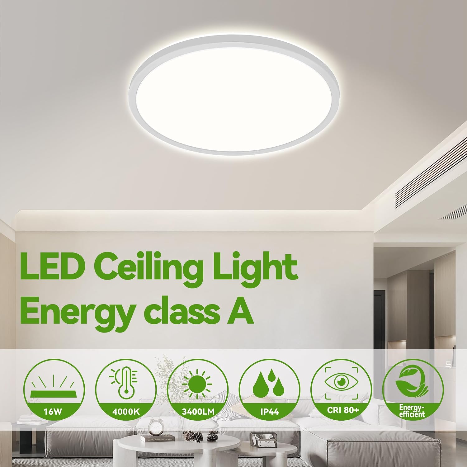 Detalle 2 de ONDTA OD88-15A-4R plafondlamp, 16 W, 4000 K, 3.400 lm, rond, energieklasse A