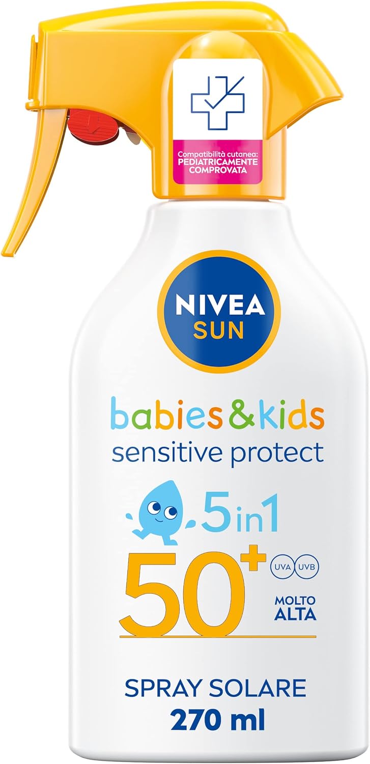 Detalle de NIVEA SUN Kids Sensitive Protect & Play SPF 50+ Spray 270 ml – protezione delicata per pelle dei bambini