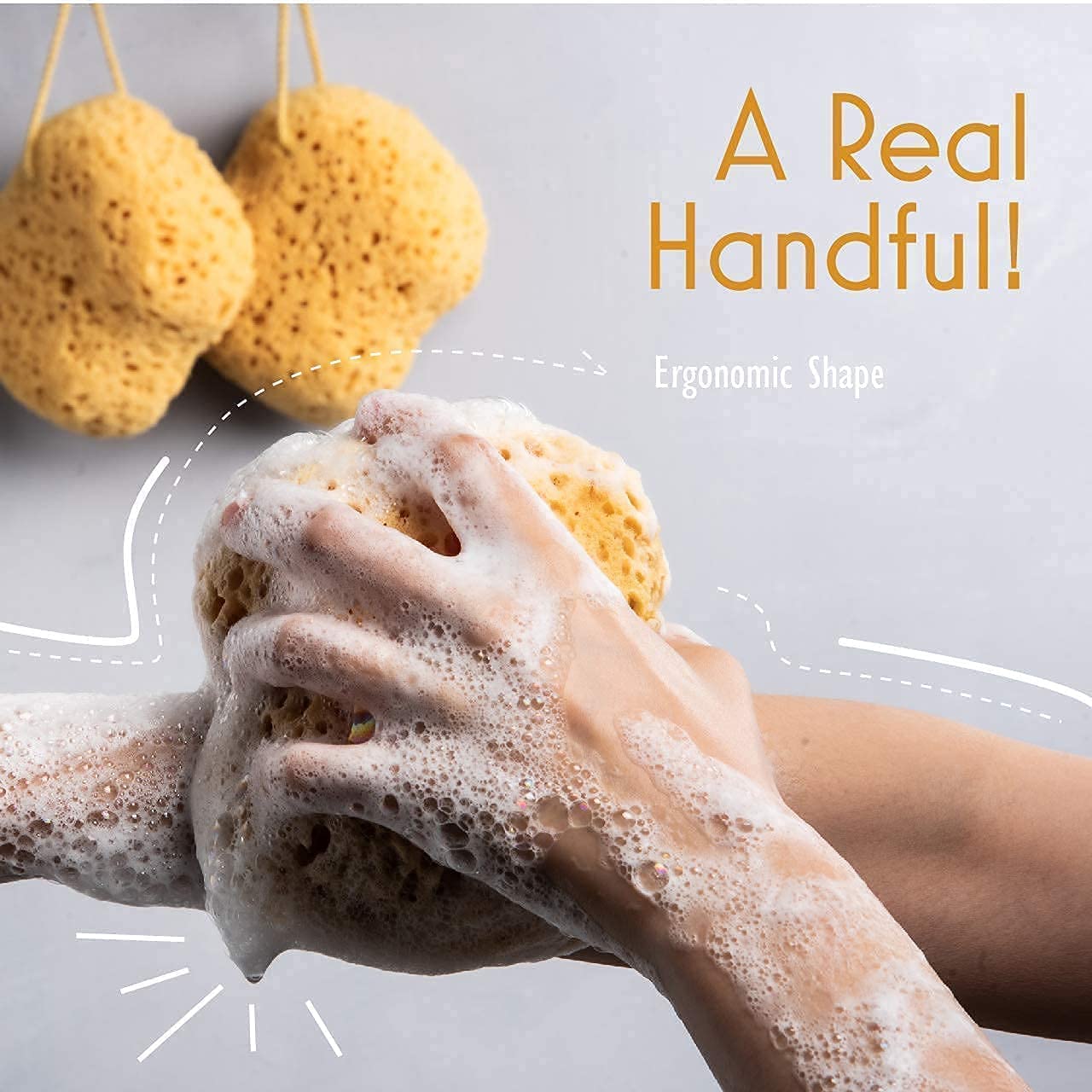 Detalle 2 de myHomeBody Bath Sponge, Foam Loofah – Large, 3 Pack (Curvy) for Rich Lather and Gentle Exfoliation