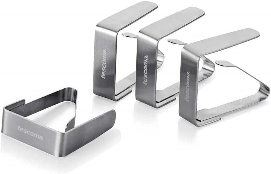 Detalle de Tescoma Clip Fermatovaglia 4 Pezzi Presto in Acciaio Inossidabile – Set pratico e resistente