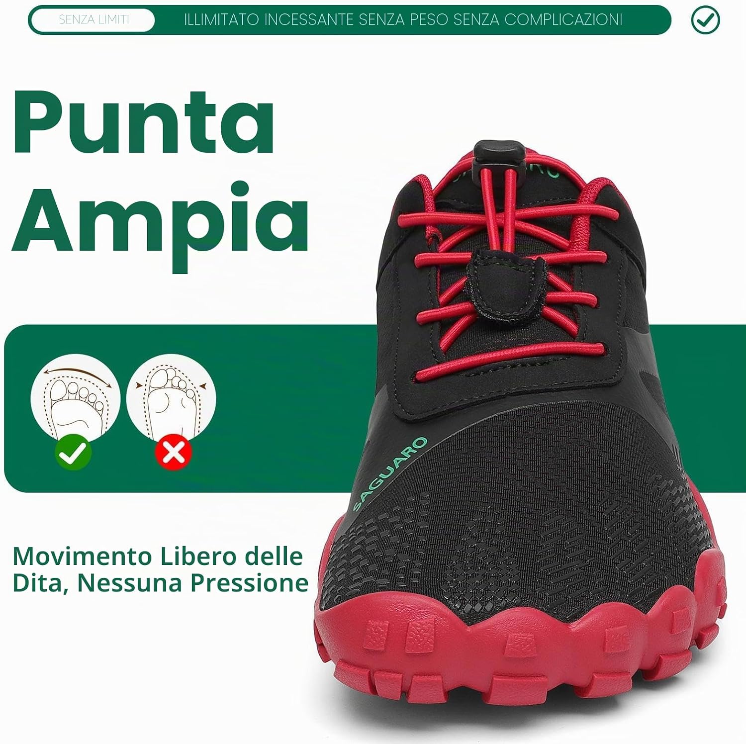 Detalle de SAGUARO Scarpe da Trail Running Barefoot Uomo Donna – Estremamente flessibili e leggere per palestra e trekking (GR.36-48)