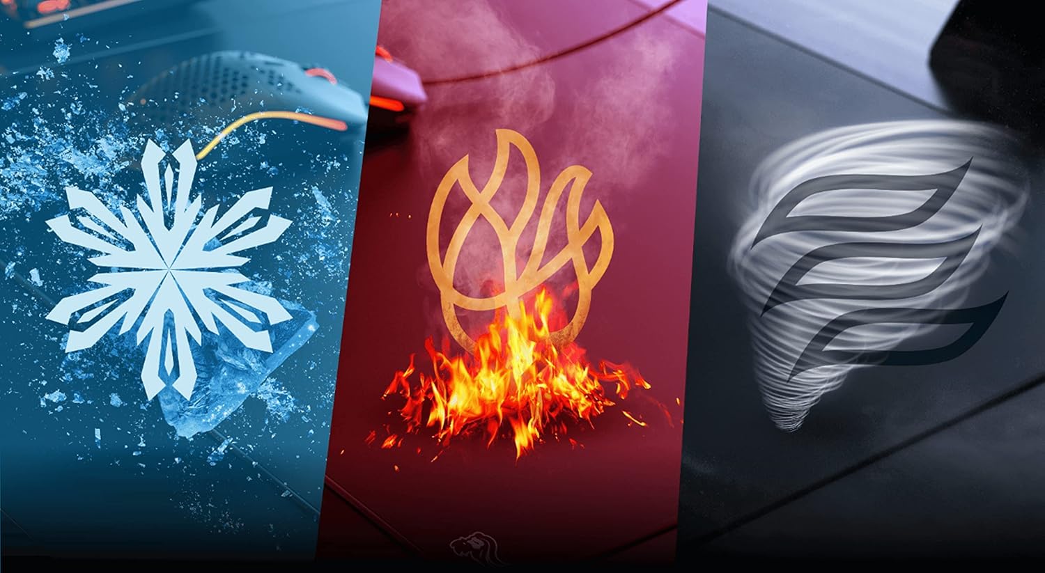 Detalle de Glorious Gaming Elements ICE gaming mousepad (glass-infused cloth surface) – 430 x 380 x 3mm, black