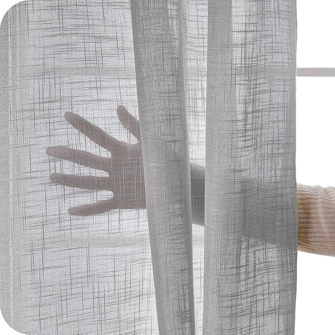 Detalle de Topfinel Cortinas Cortas Efecto Lino para Ventanas Gris 🪟
