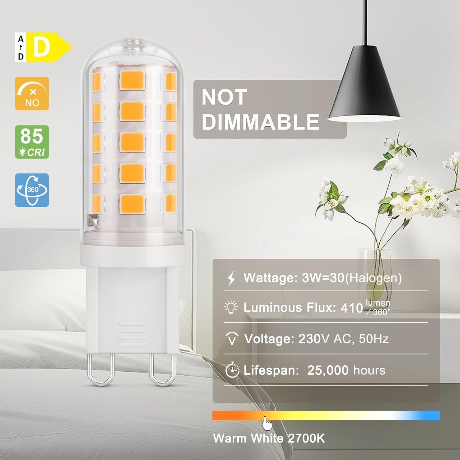 Thumbnail 1 de DiCUNO Bombilla LED G9 3W blanco cálido 2700K