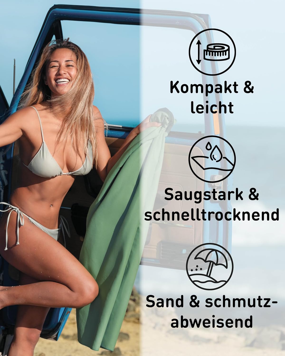 Detalle 2 de Fit-Flip Mikrofaser-Handtuch schnelltrocknend – ideal für Fitness, Sport und Sauna