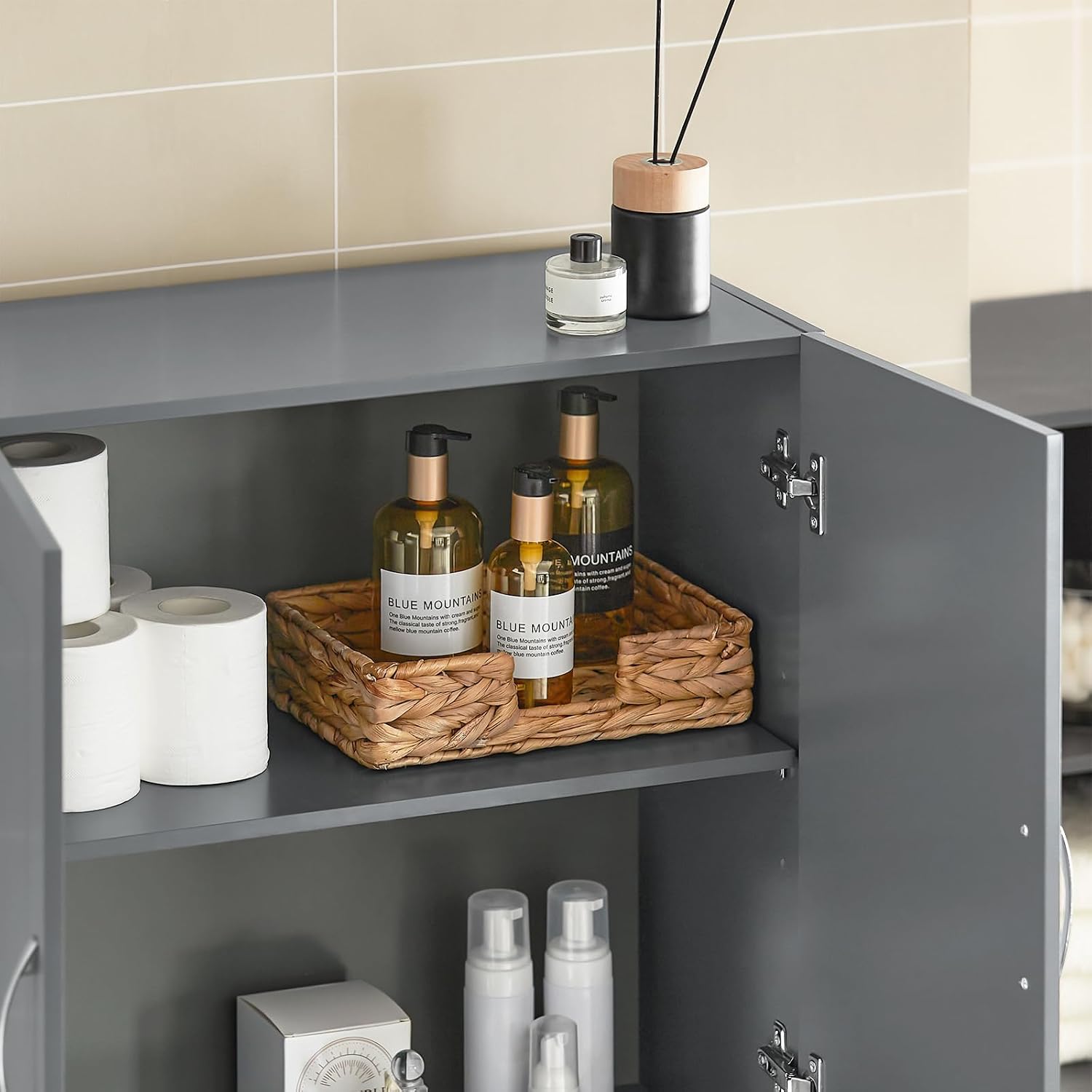 Thumbnail 6 de SoBuy FRG231-DG Bathroom Wall Cabinet with Adjustable Shelf and Double Doors