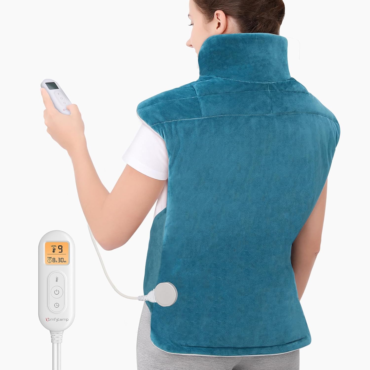 Detalle de Comfytemp gewichtetes Heizkissen für Rücken, Schulter und Nacken mit 9 Wärmestufen & Abschaltautomatik
