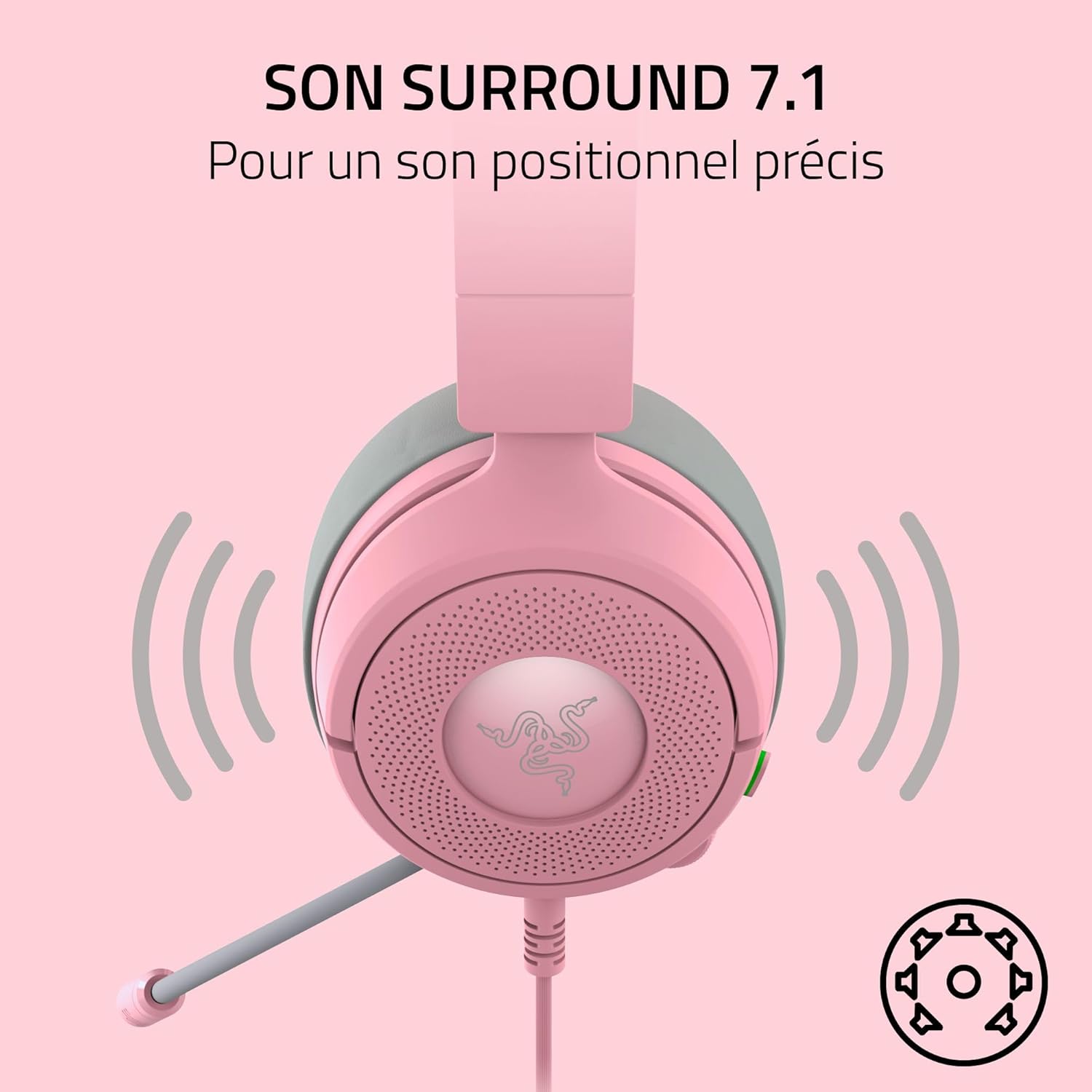 Thumbnail 4 de Razer Kraken Kitty V3 X (Quartz) – Casque filaire gaming léger 270 g avec micro HyperClear