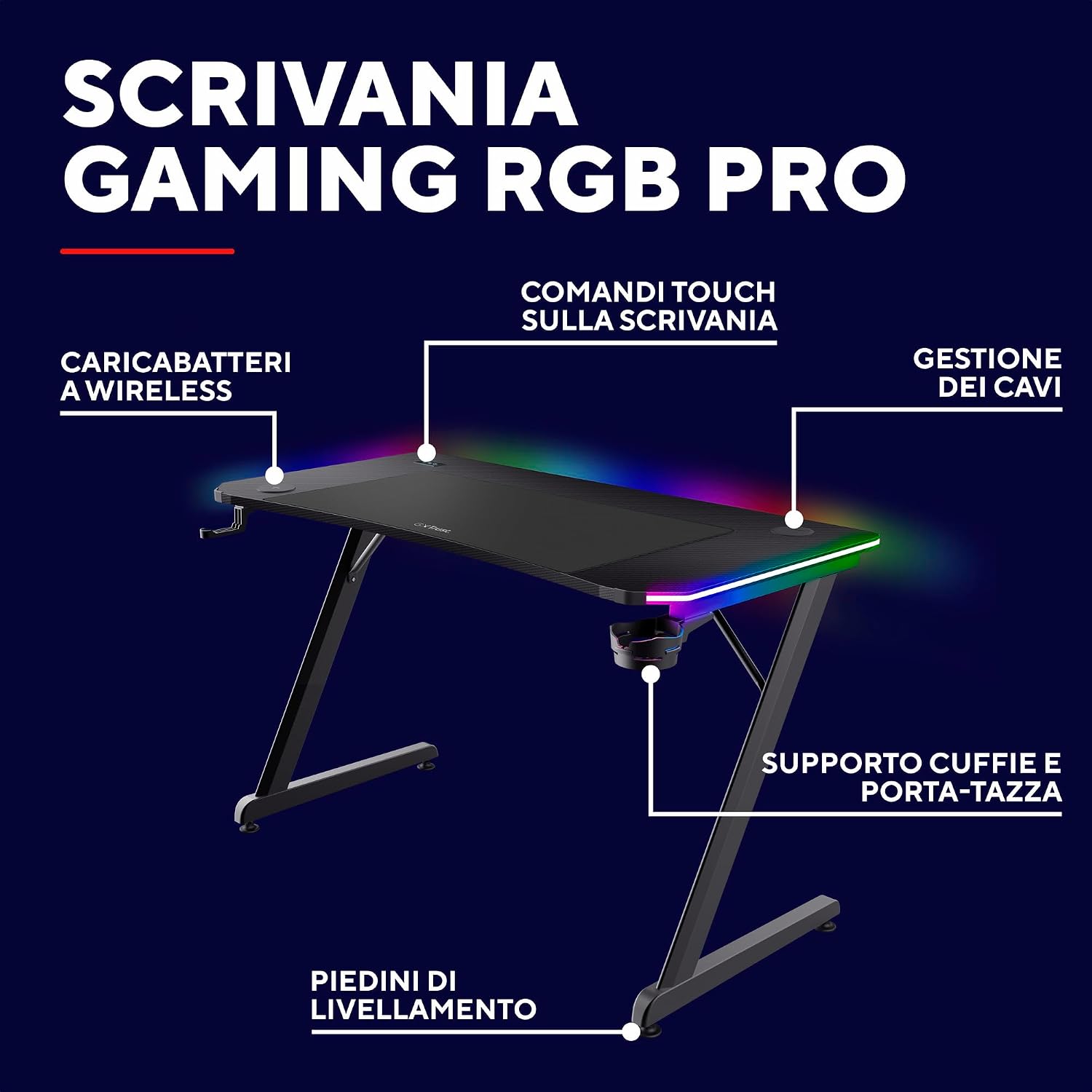 Detalle de Trust Gaming GXT 710 Luminus Pro scrivania gaming 120x60