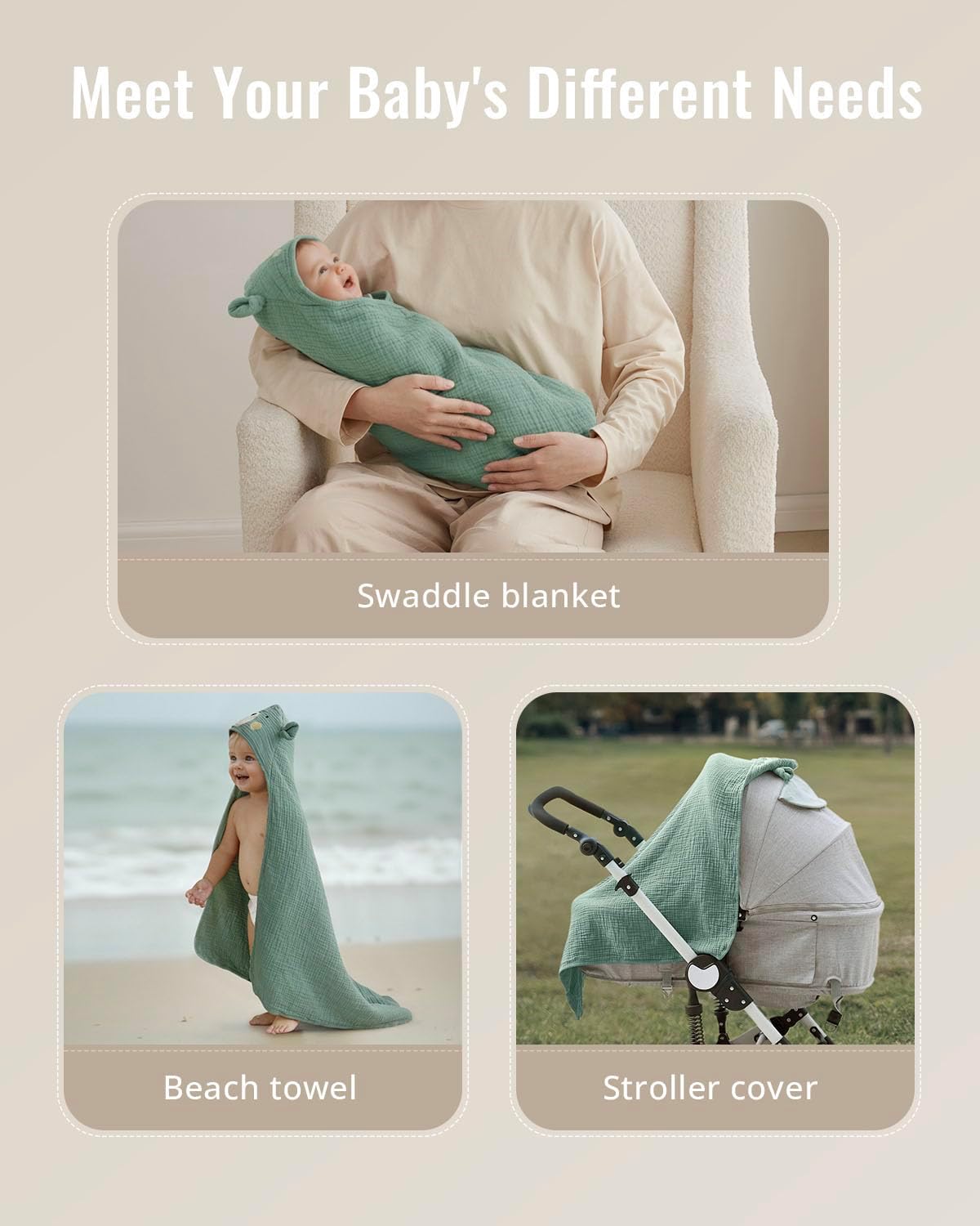 Thumbnail 5 de Blissful Diary Muslin Baby Hooded Towel 32